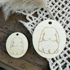 Kaninchen Deko aus Holz - Oval