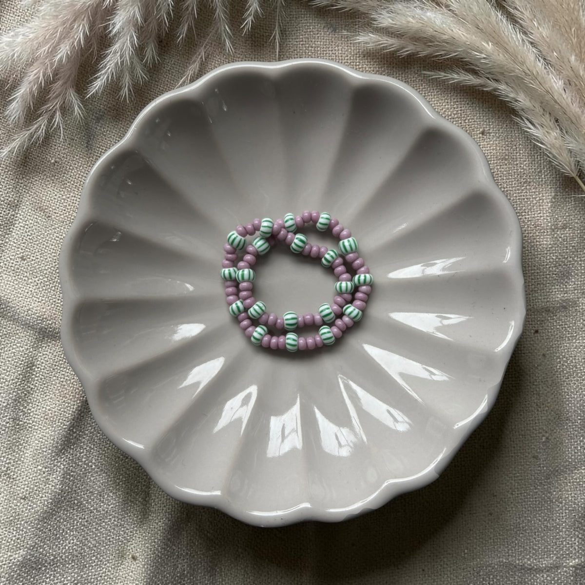 Perlenarmband Rosa-Grün